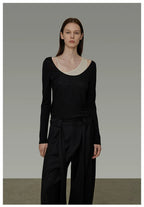 Asymmetric Faux Two-Piece Knit Top