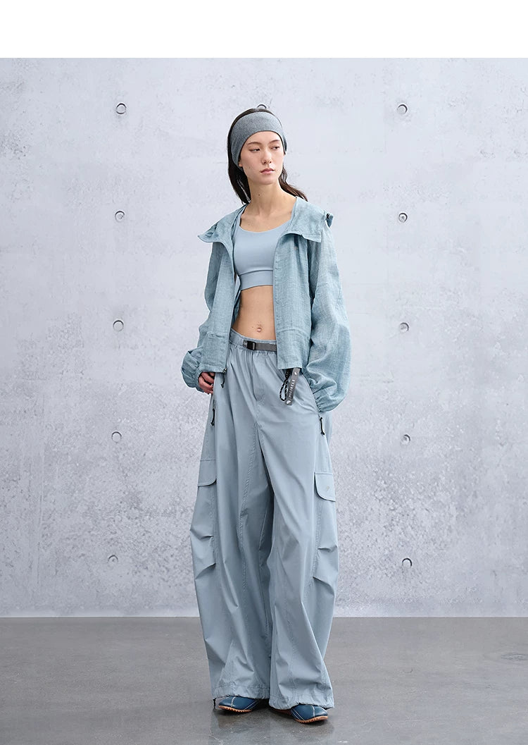 Summer Loose Casual Hooded Jacket with Drawstring Waist