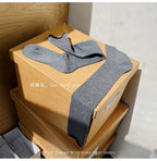 Fine Wool Knit Brown Crew Socks