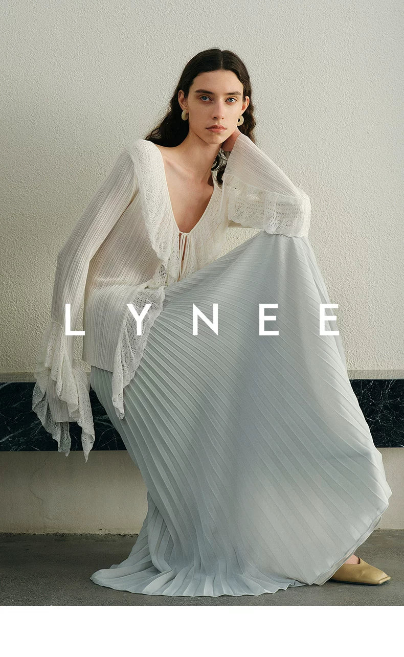 Elegant Chiffon Pleated A-Line Maxi Skirt