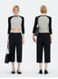 Lace Waist Straight-Leg Cropped Tailored Pants