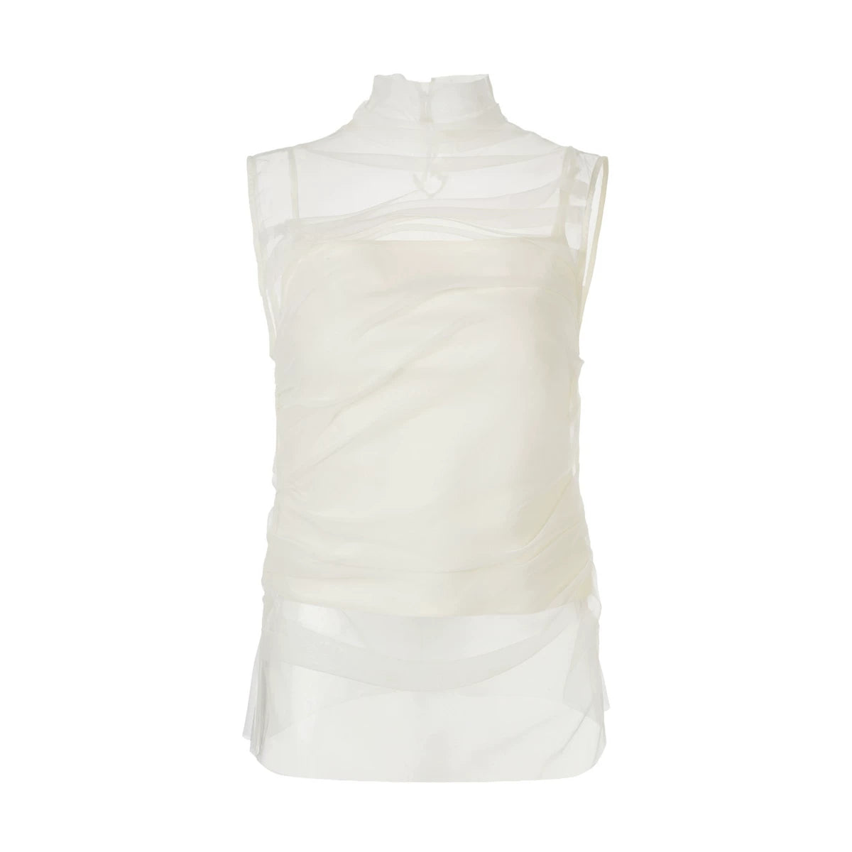 Ruched Mesh Sleeveless Top