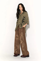 Retro Sun Print Loose Fit Casual Pants – Breathable Spring/Summer Trousers