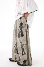 All-Over Puff Texture Casual Pants with Side Zipper