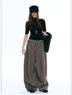 Women’s Striped Loose Wide-Leg Casual Kendo Pants