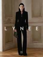 Velvet Straight-Leg Pants Set
