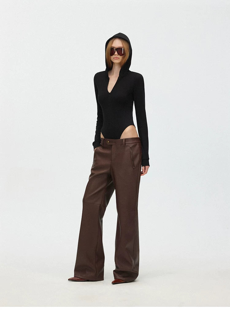 Hooded Stretch Knit Bodysuit with Hidden Zipper Secondary image