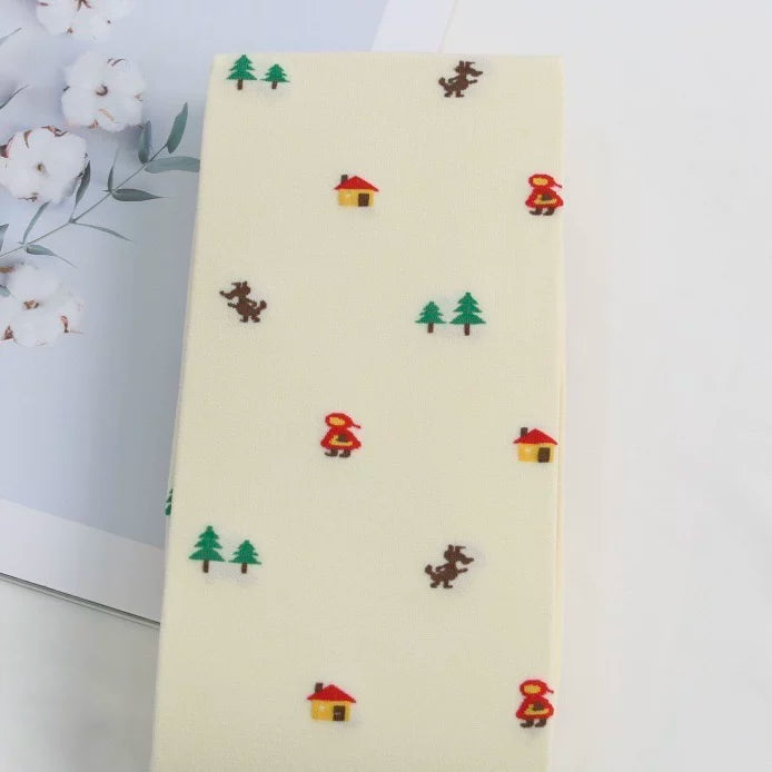 Whimsical Christmas Tree Graphic Mocha Brown Tights