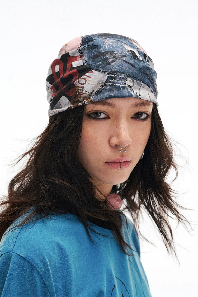 Breathable Lightweight Rock Print Bandana – Street Style, Multi-Color & Versatile Headscarf