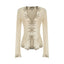 Vintage Embroidered V-Neck Slim-Fit Knit Top
