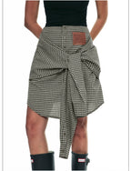 Deconstructed Plaid Shirt Dress with Irregular Two-Way Design