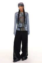 Floral Print Drop Shoulder Mesh Long Sleeve Jacket