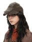 Vintage Punk Distressed Mohair Plush Newsboy Cap with Studs – Washed Texture