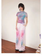 Galaxy Print Stretch Mesh T-Shirt