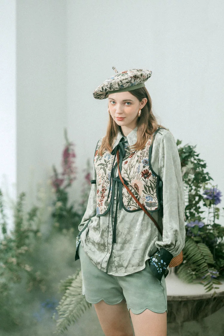 Vintage Jacquard Reversible Cropped Vest