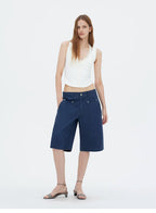 Washed Utility Cargo Shorts with Double Knee Pockets