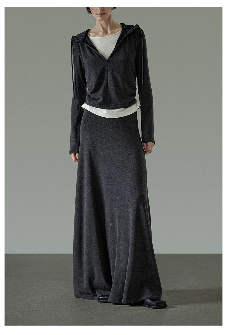 Spring Loose-Fit Slim Flowy Maxi Skirt
