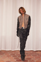 Leather-Sleeve Utility Jacket