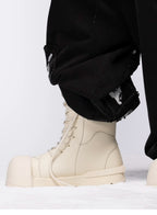 R/F White Architectural Round-Toe Platform Boots