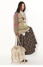 Snake Print Lamb Wool Embroidered Bag