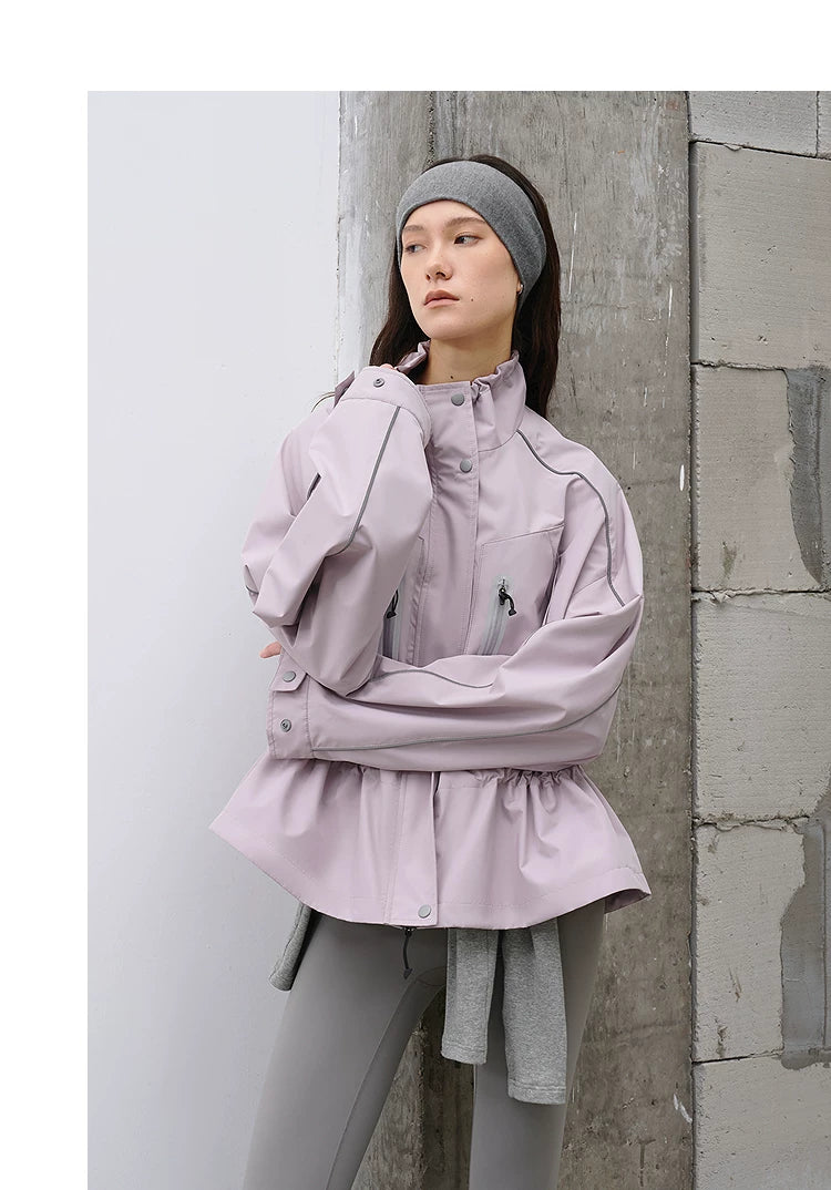 Relaxed Fit Stand Collar Boxy Lightweight Outdoor Jacket – Short Cropped Style