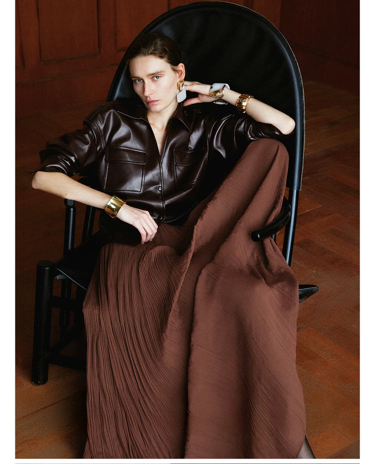 Brown Vintage Faux Leather Jacket