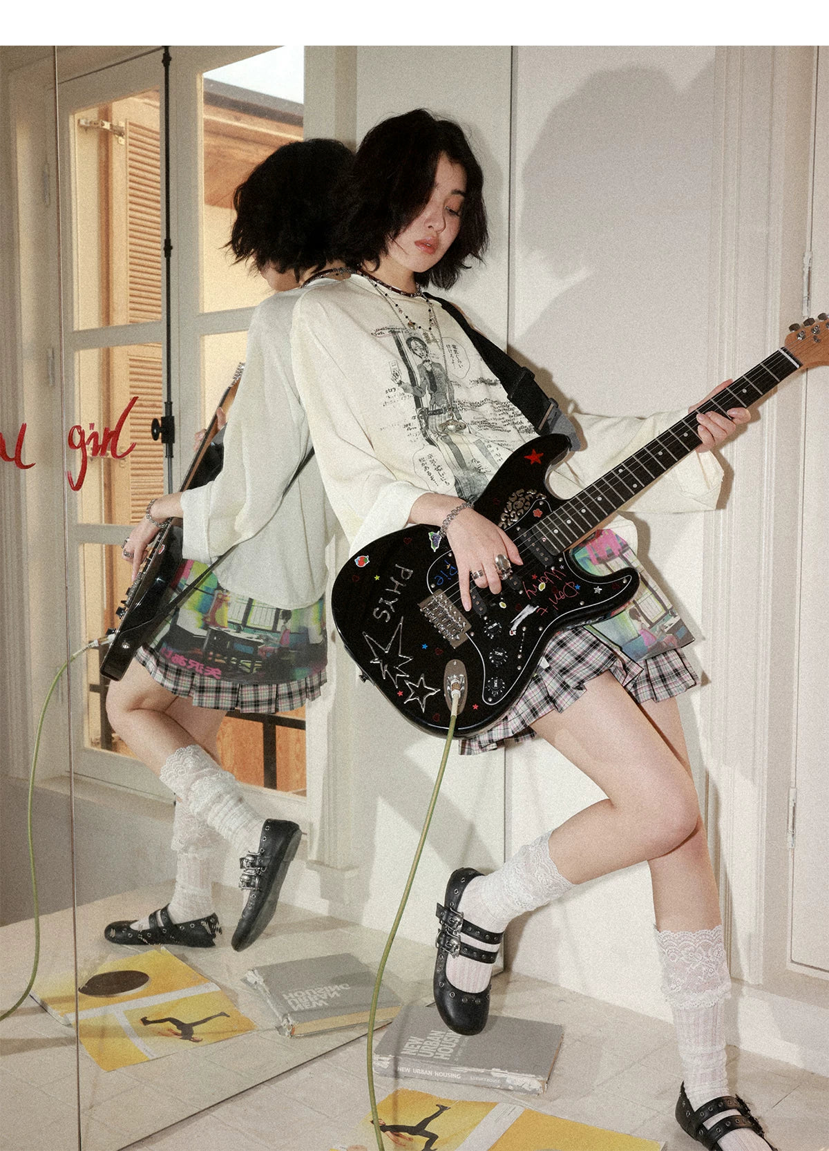 NANA Collaboration Vintage Loose Fit Graphic Long Sleeve T-Shirt