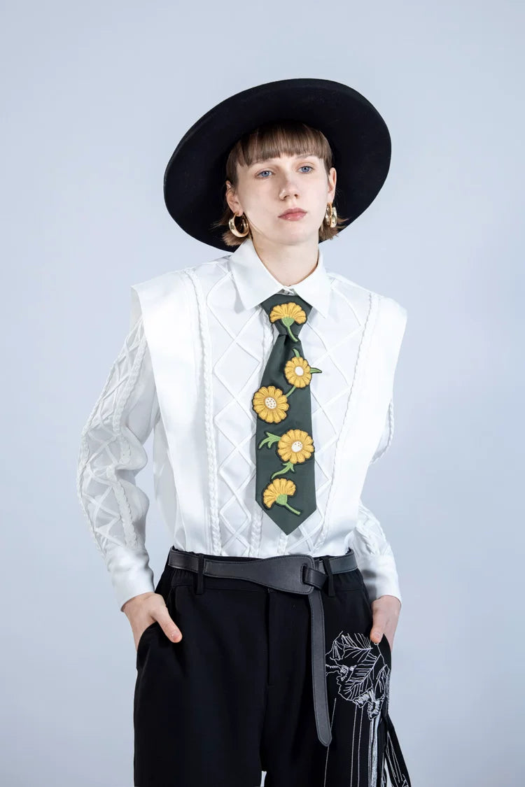 Vintage Handwoven Patchwork White Shirt
