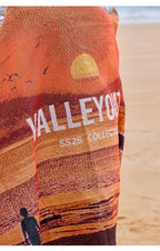 Sunset Print Tassel Throw Blanket for Outdoor Camping
