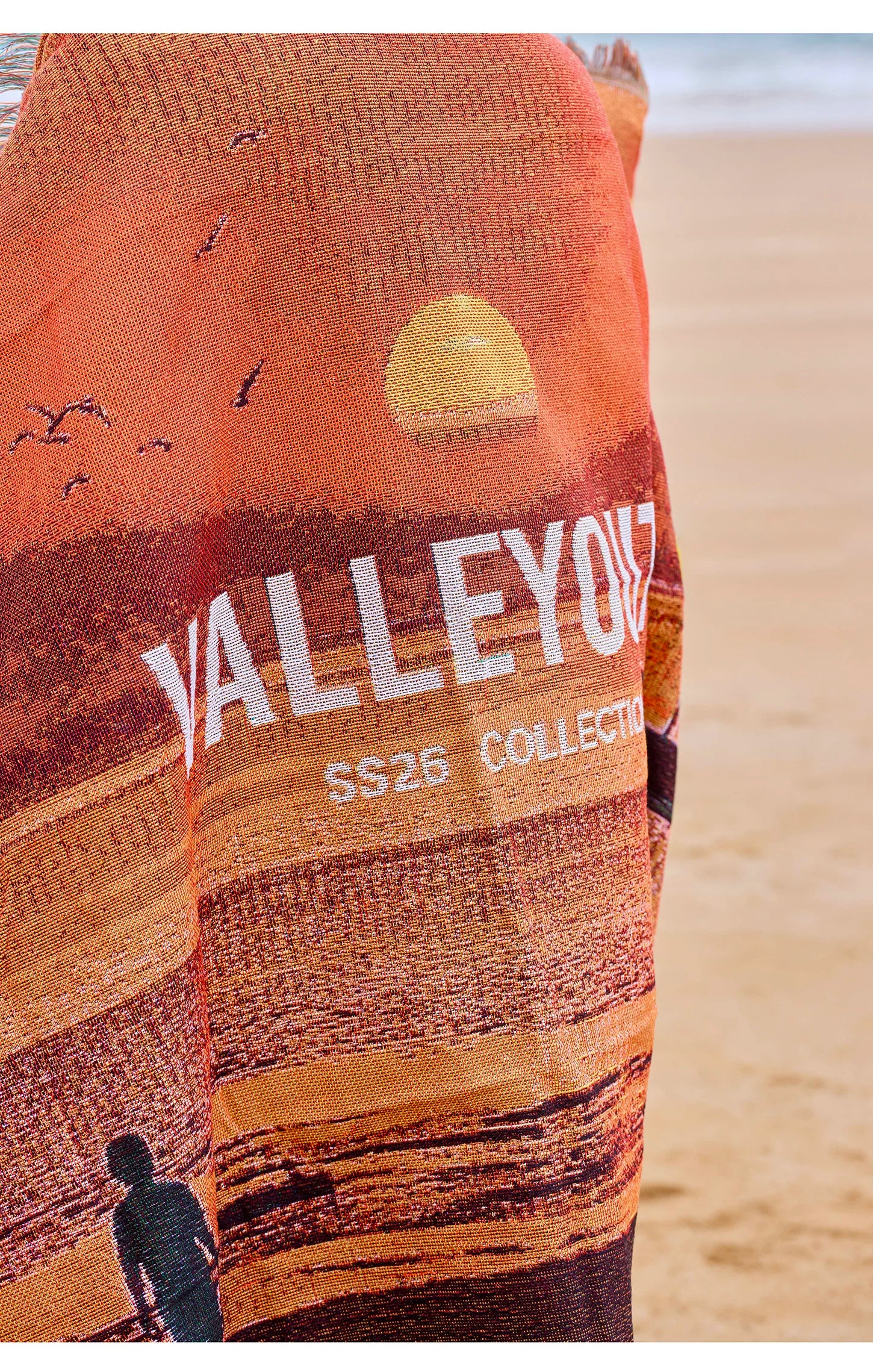 Sunset Print Tassel Throw Blanket for Outdoor Camping