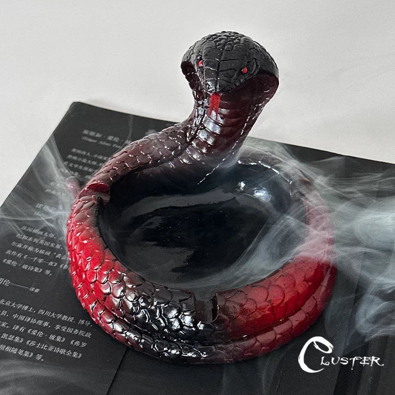Dark Gothic Black & Red Serpent King Ashtray