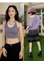 NANA Collaboration Halter Camisole Layered Off-Shoulder Two-Piece T-Shirt