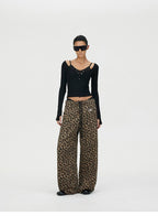 Faux Two-Piece Lace U-Neck Henley Layering Top