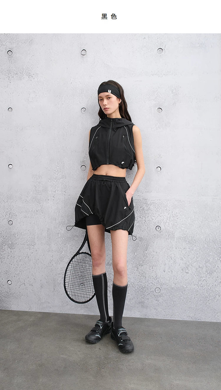 Women’s Elastic Waist Two-in-One Peplum Skort