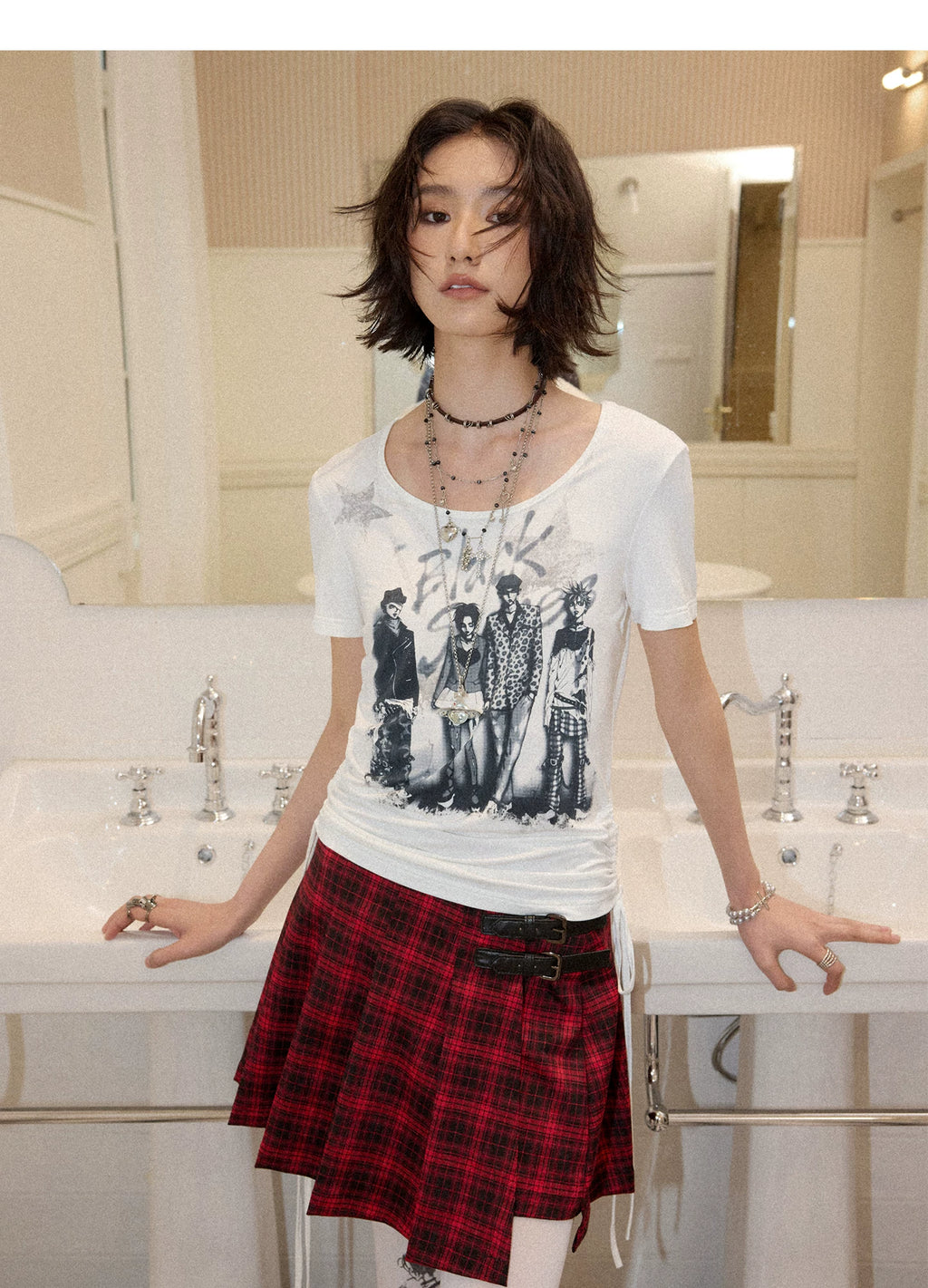 NANA Collaboration Portrait Graphic Drawstring Cropped T-Shirt