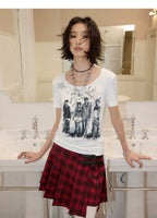 NANA Collaboration Portrait Graphic Drawstring Cropped T-Shirt