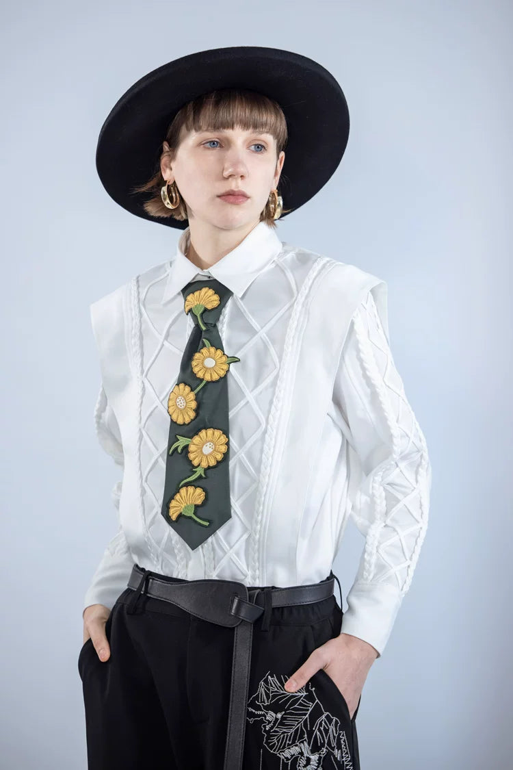 Vintage Handwoven Patchwork White Shirt Secondary image