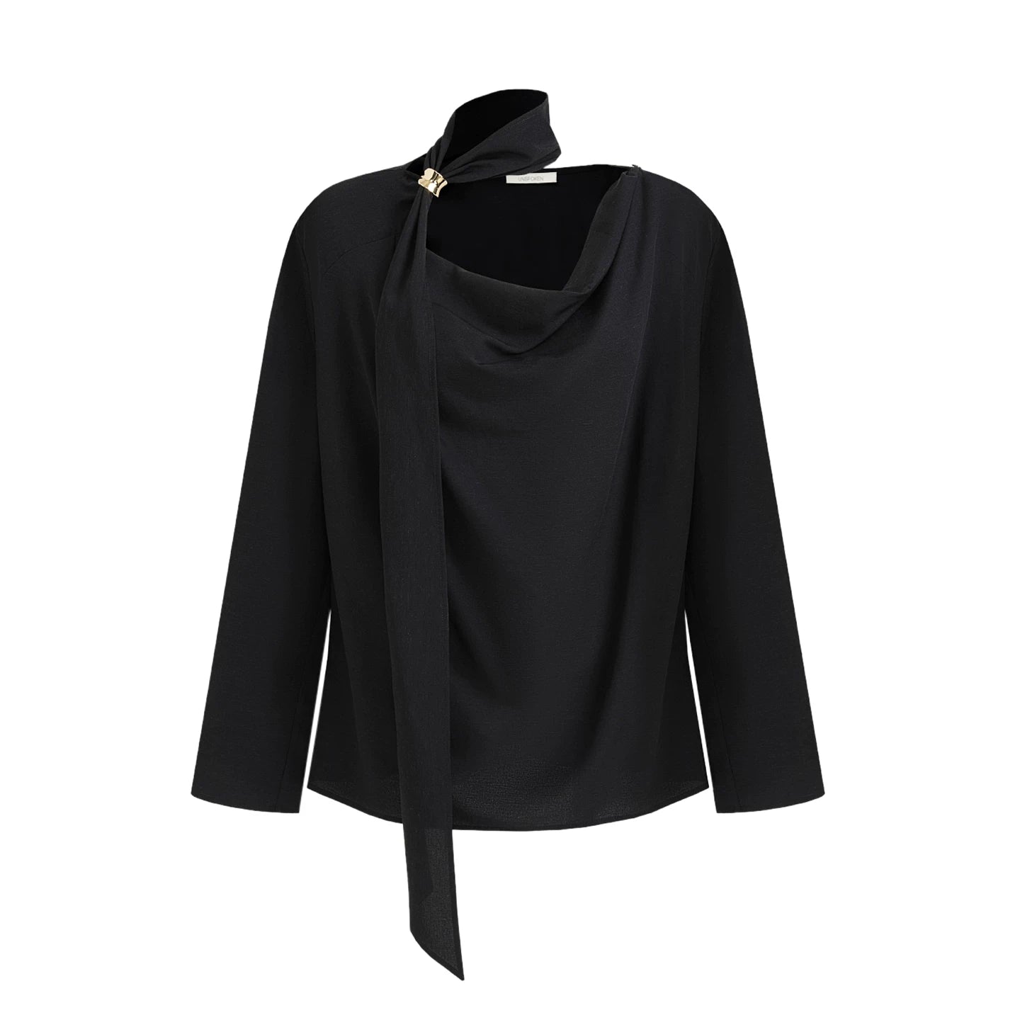 Elegant V-Neck Tie Detail Minimalist Shirt Main image