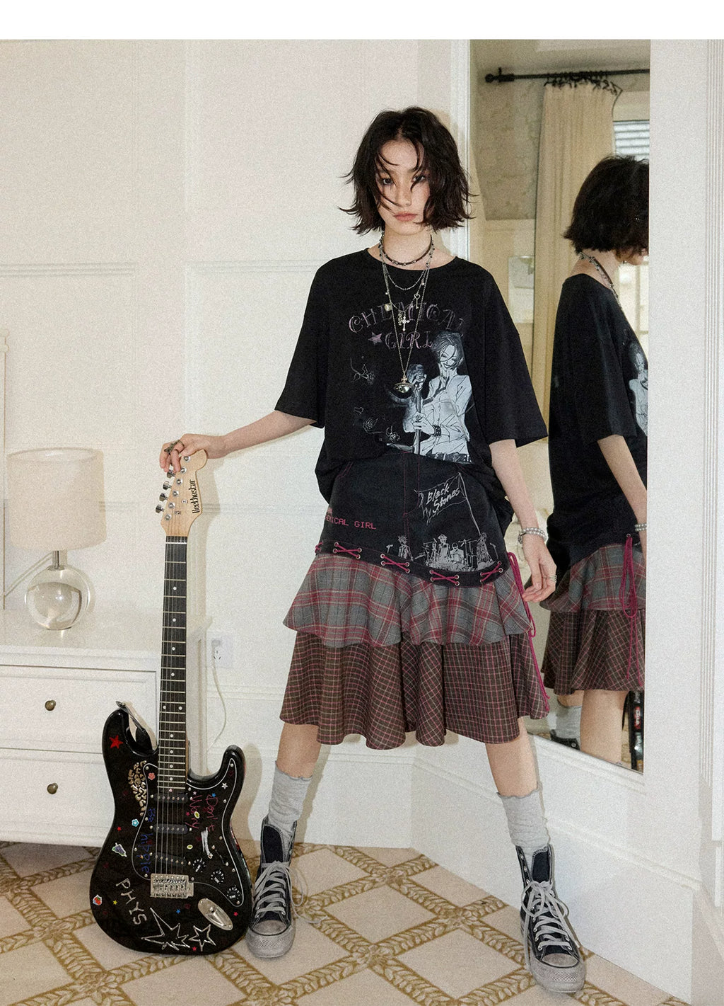 NANA Collaboration Vintage Loose Fit Printed Embroidered Short Sleeve T-Shirt
