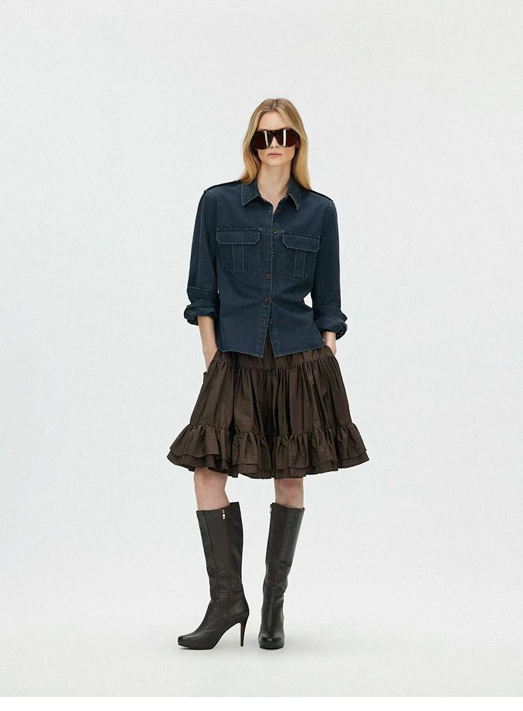 Washed Utility Shirt Jacket with Adjustable Waist Secondary image