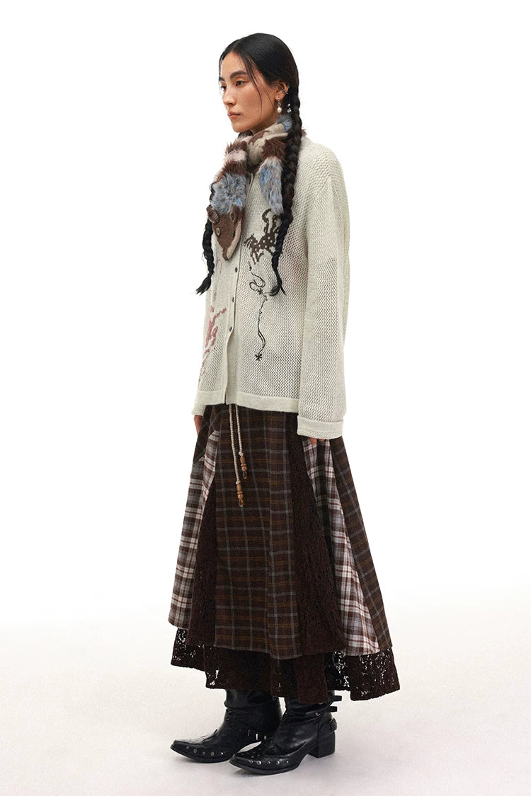 Horse Year Floral Jacquard Knit Cardigan