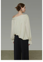 French-Inspired Asymmetric One-Shoulder Shirt
