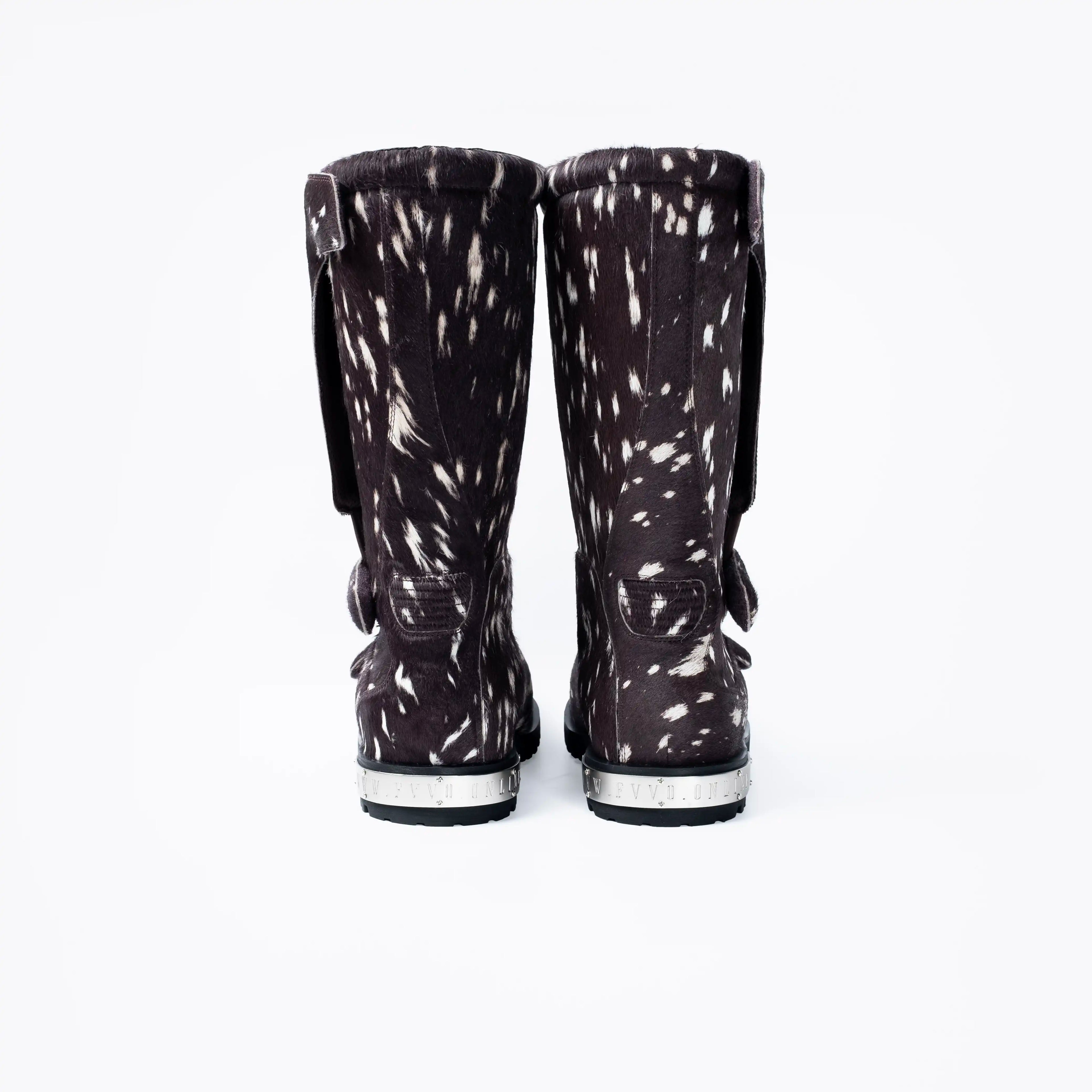 FVVO Armored Spotted Pony Hair Mid-Calf Boots