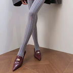 Designer Runway Red Stripe Panel Tights