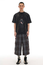 Alien UFO Pig Graphic Short Sleeve T-Shirt