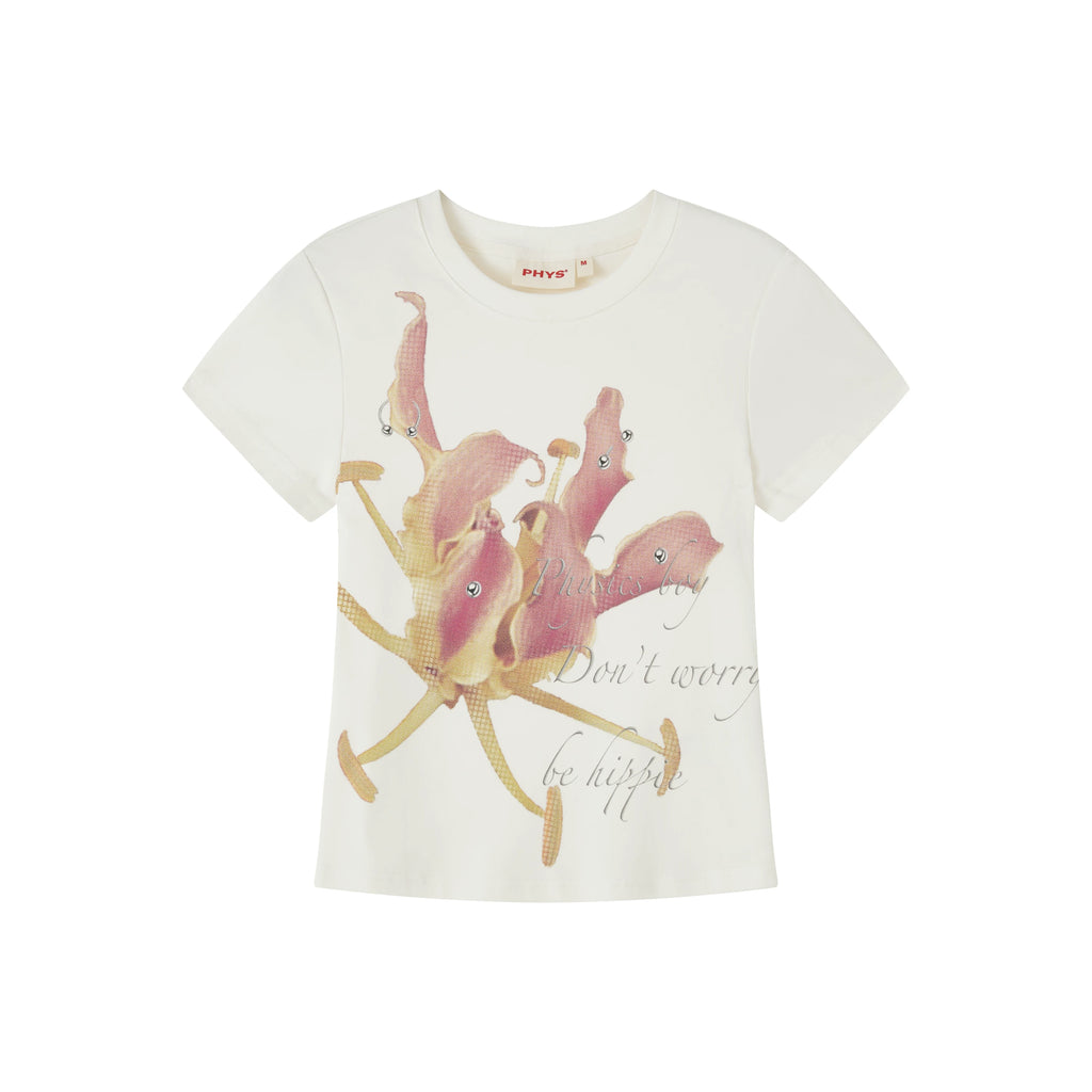 Punk Daffodil Floral Knit Slim Fit Crew Neck T-Shirt