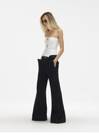Asymmetric Button Slit Bandeau Top with Built-In Pads