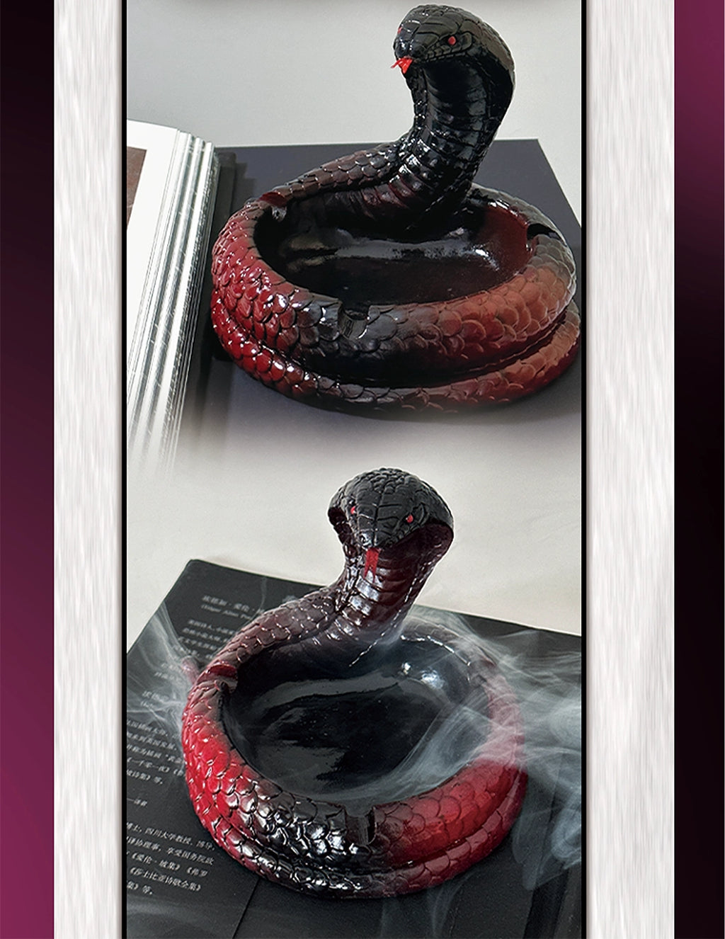 Dark Gothic Black & Red Serpent King Ashtray