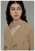 V-Neck Tie Detail Minimalist Knit Top