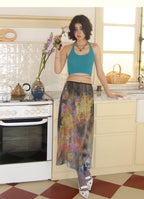 Lily Orchid A-Line Mesh Midi Skirt